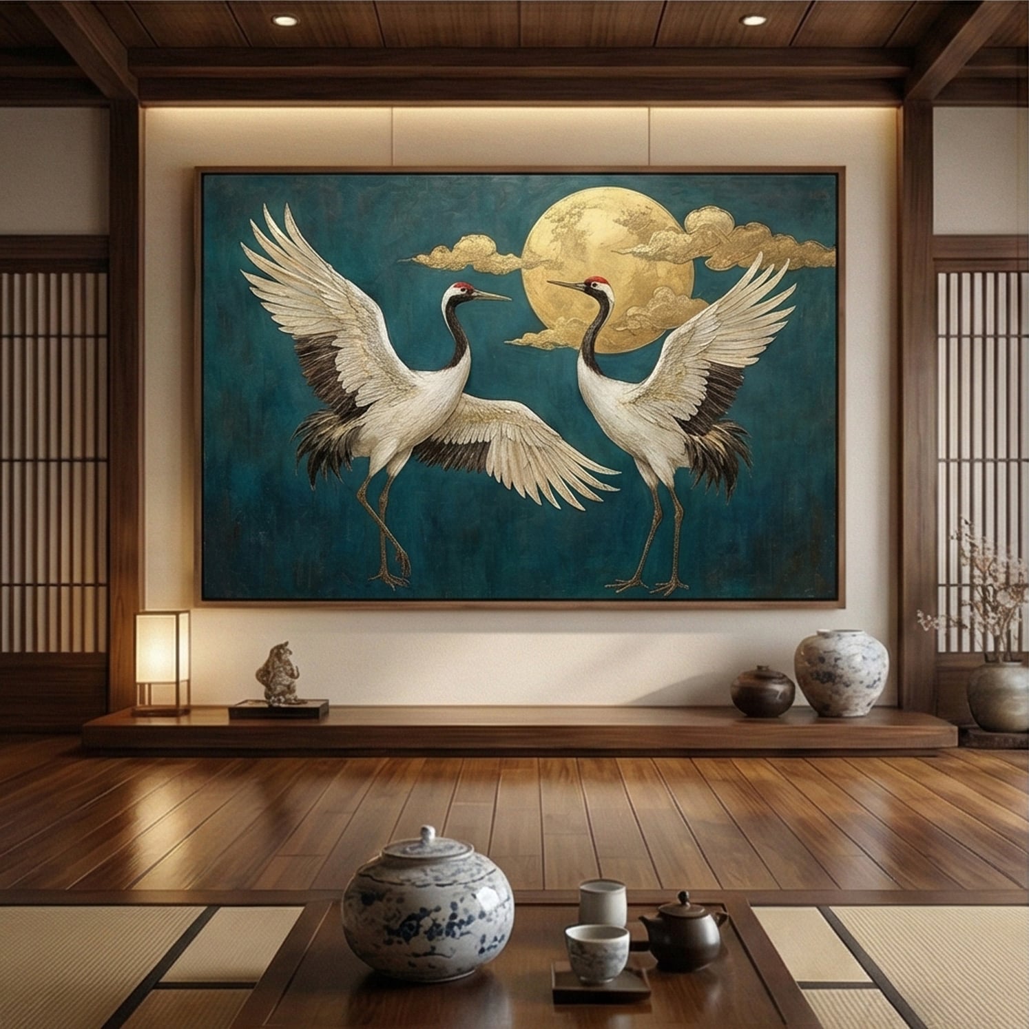 Moonlit Crane Duet