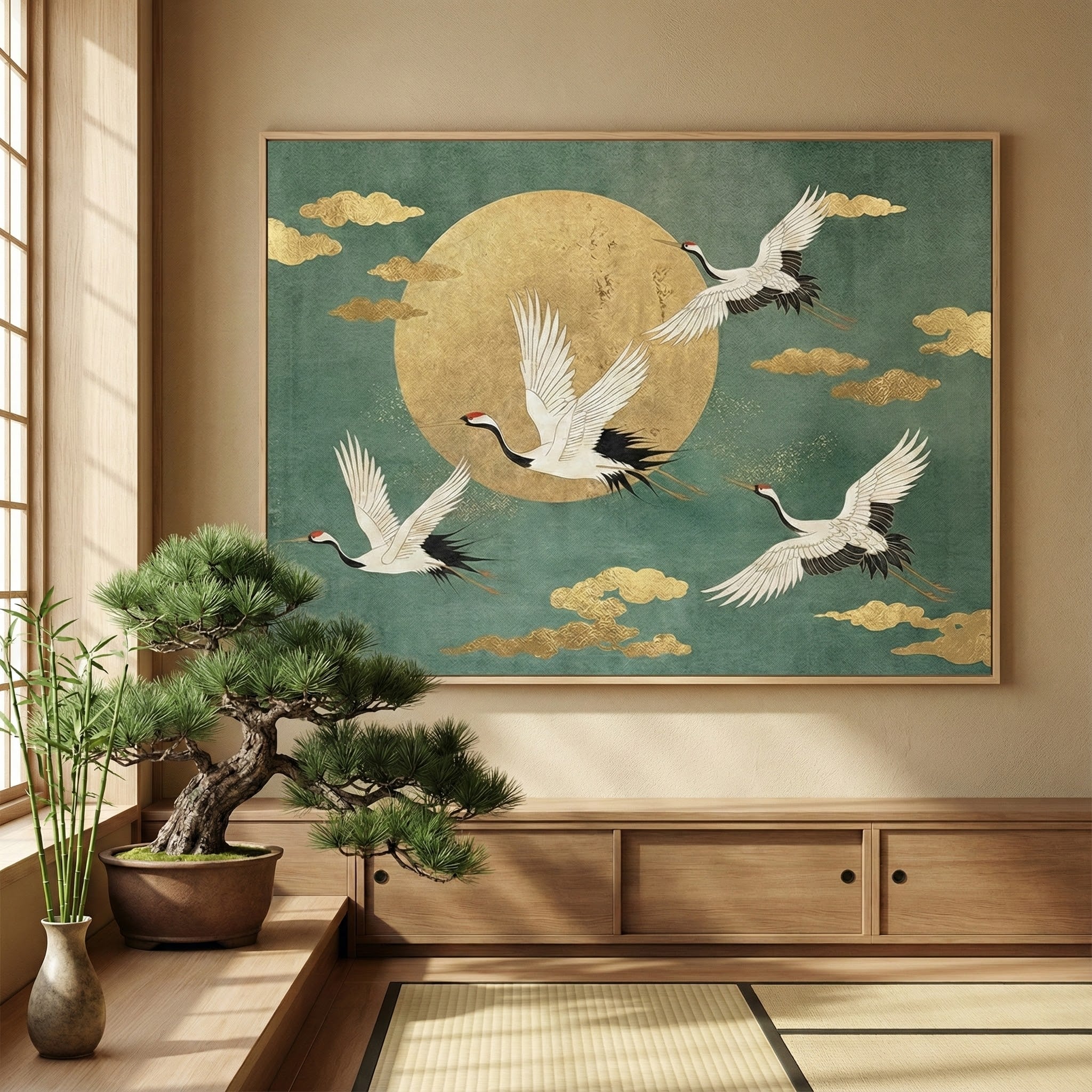 Moonlit Crane Harmony