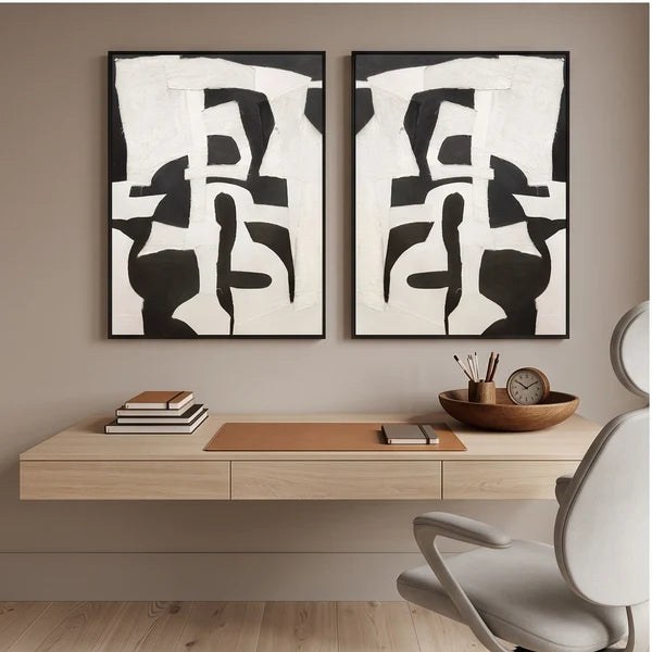 Black and White Abstract Wall Art Set – 2