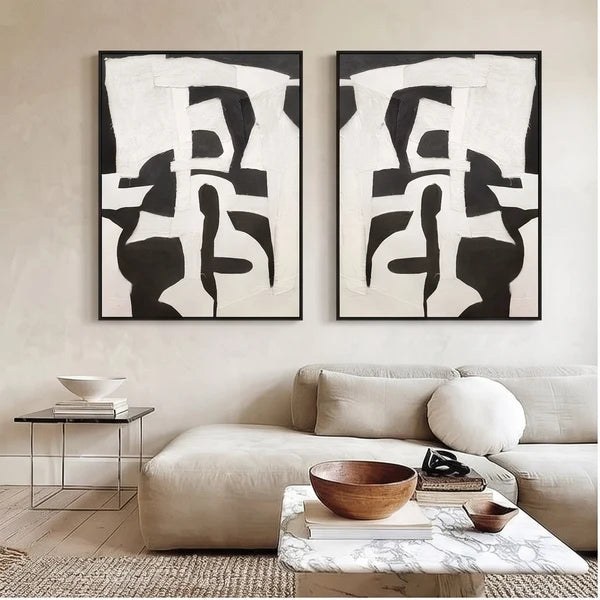 Black and White Abstract Wall Art Set – 4