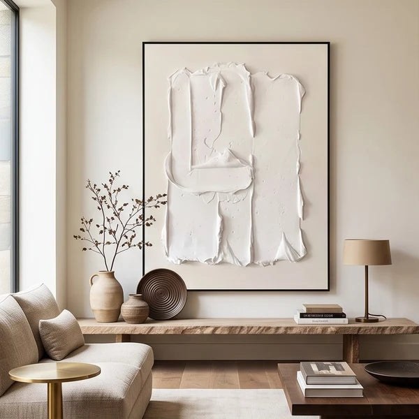 White Textured Abstract Wall Art