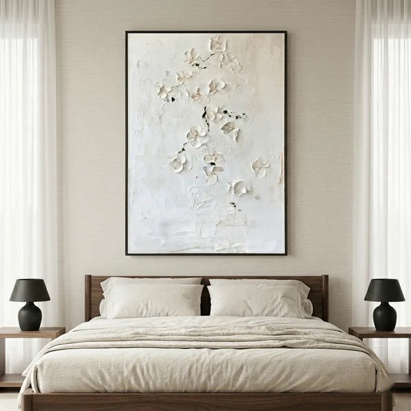 White Textured Floral Wall Art – 3