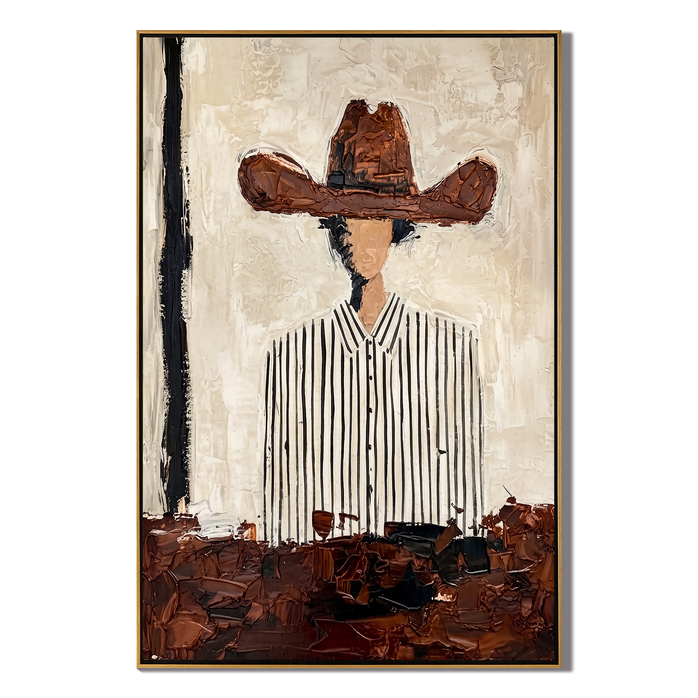 The Texan Frontier - Heavy Impasto Cowboy Stripe Painting – 2
