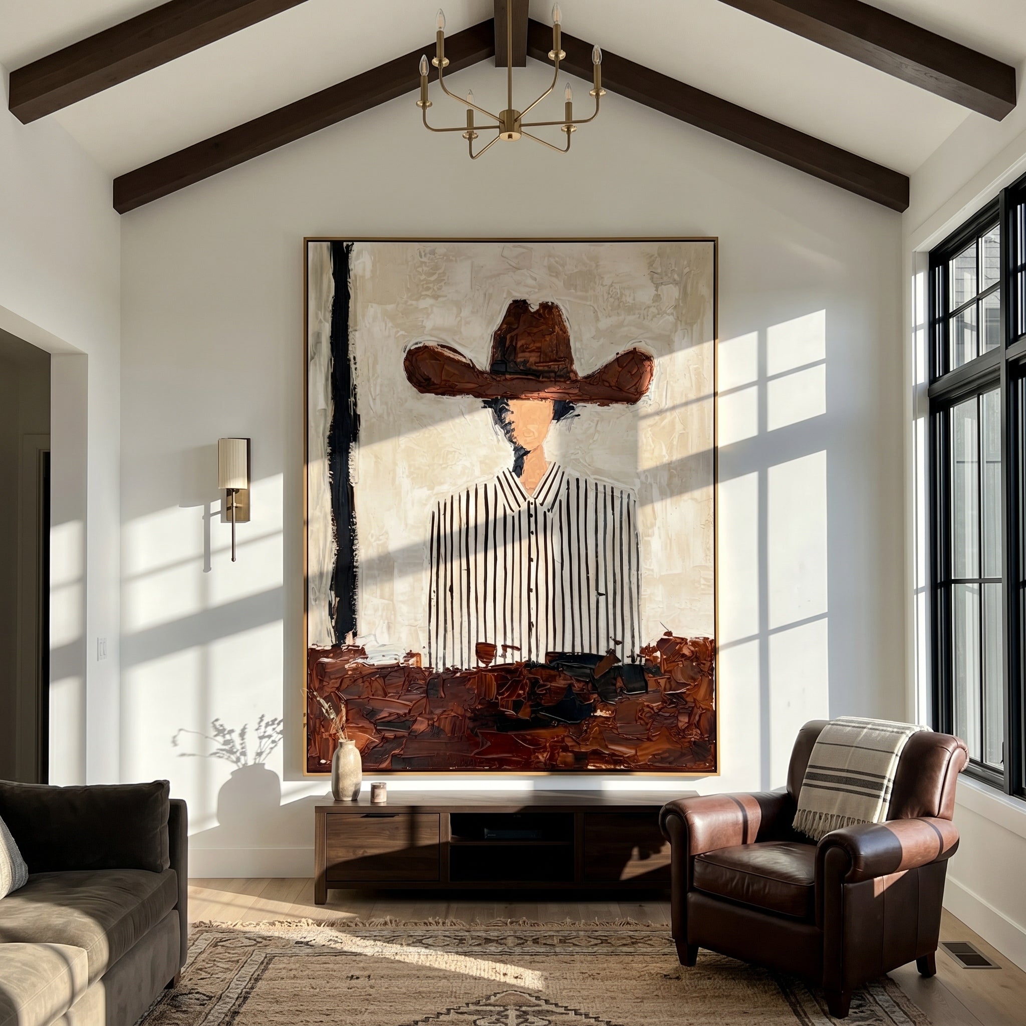 The Texan Frontier - Heavy Impasto Cowboy Stripe Painting – 3