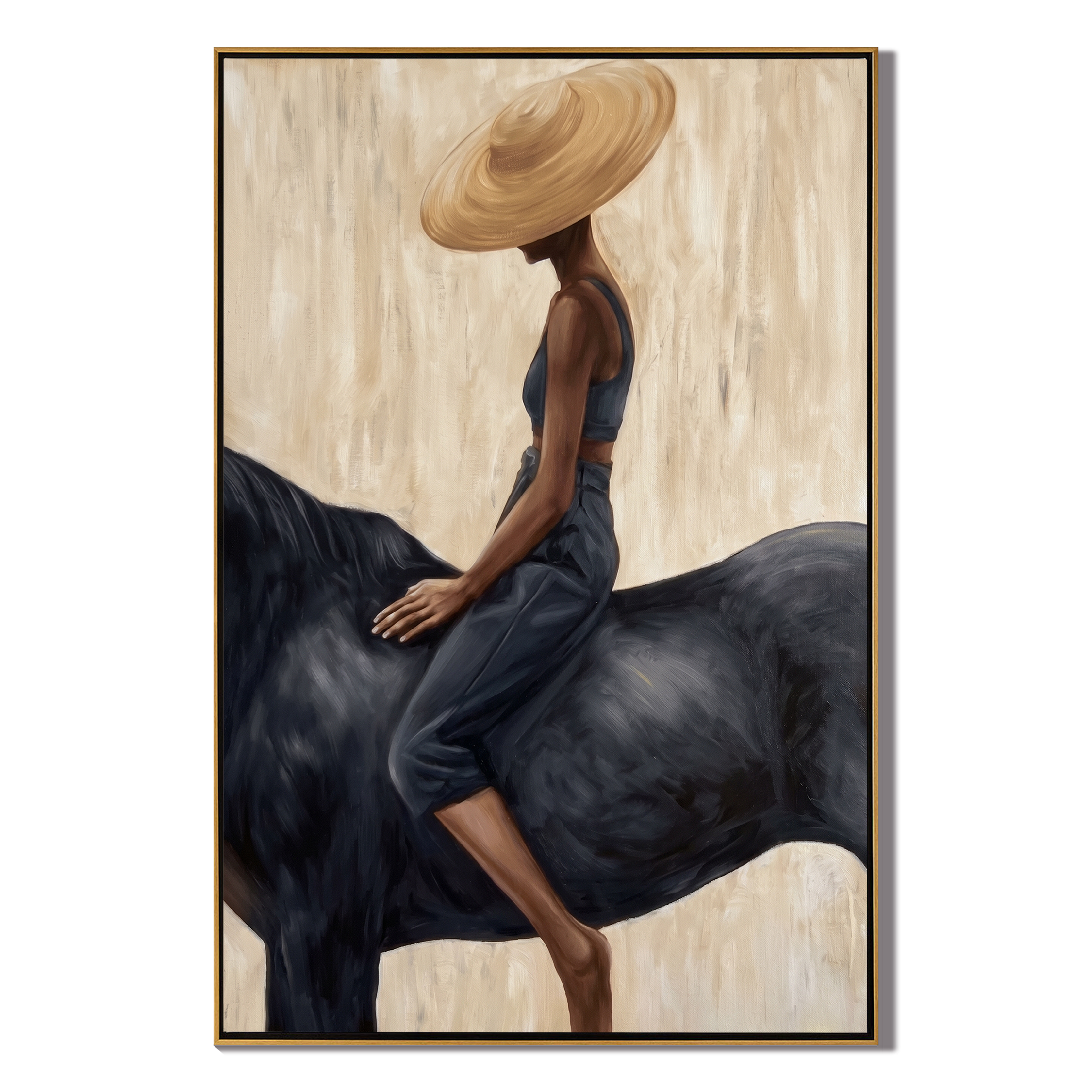 Grace in the Wild - Modern Fashion Black Horse & Woman Painting – 2