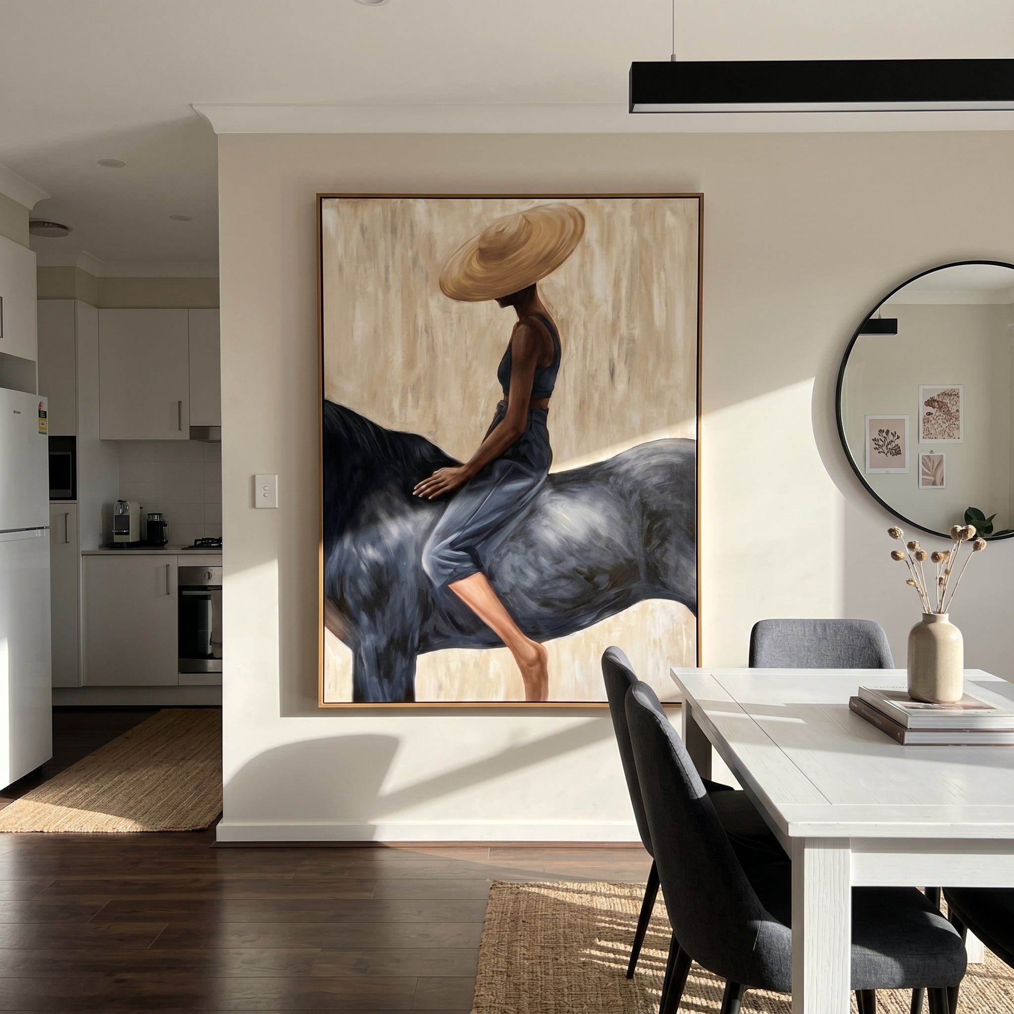 Grace in the Wild - Modern Fashion Black Horse & Woman Painting – 4