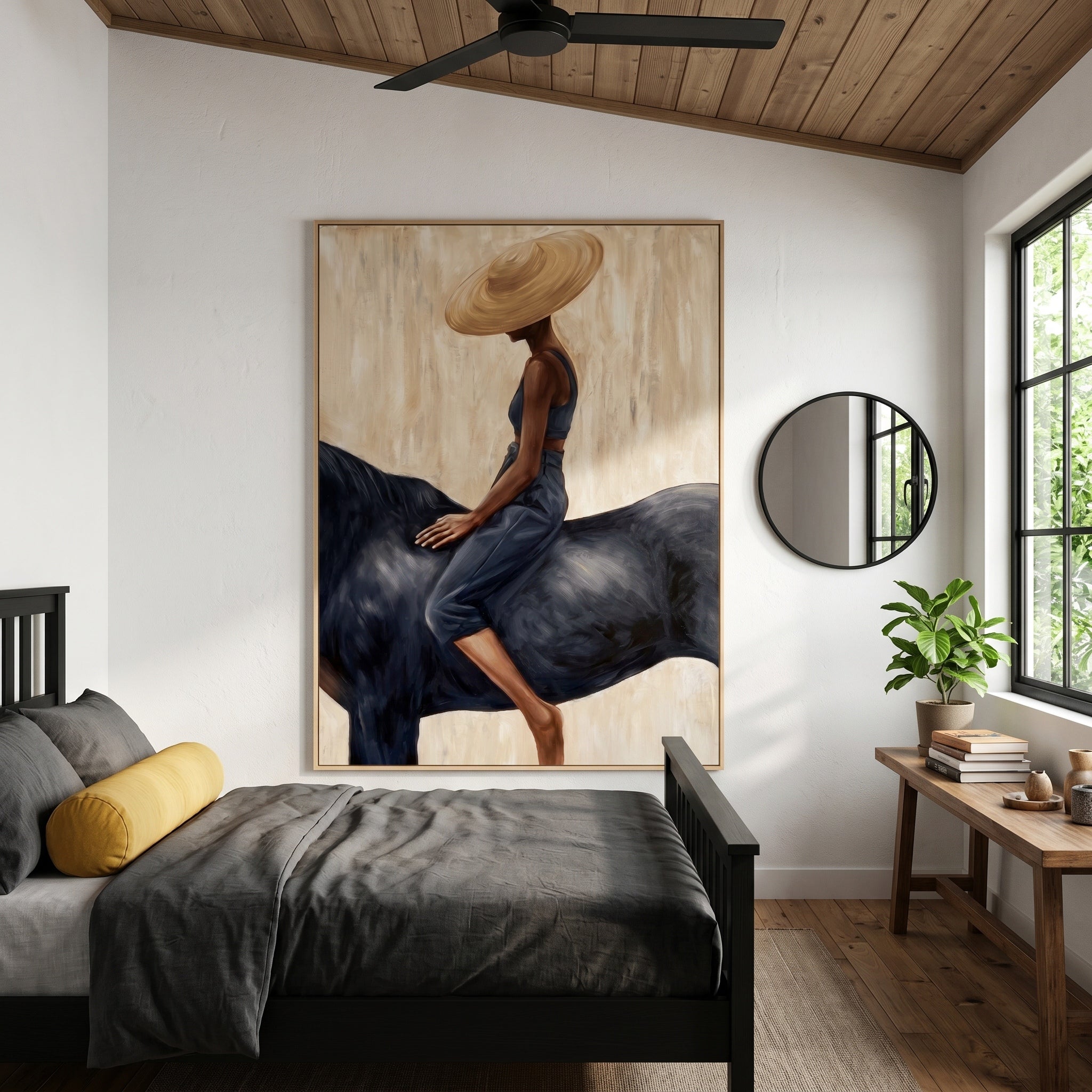 Grace in the Wild - Modern Fashion Black Horse & Woman Painting – 6