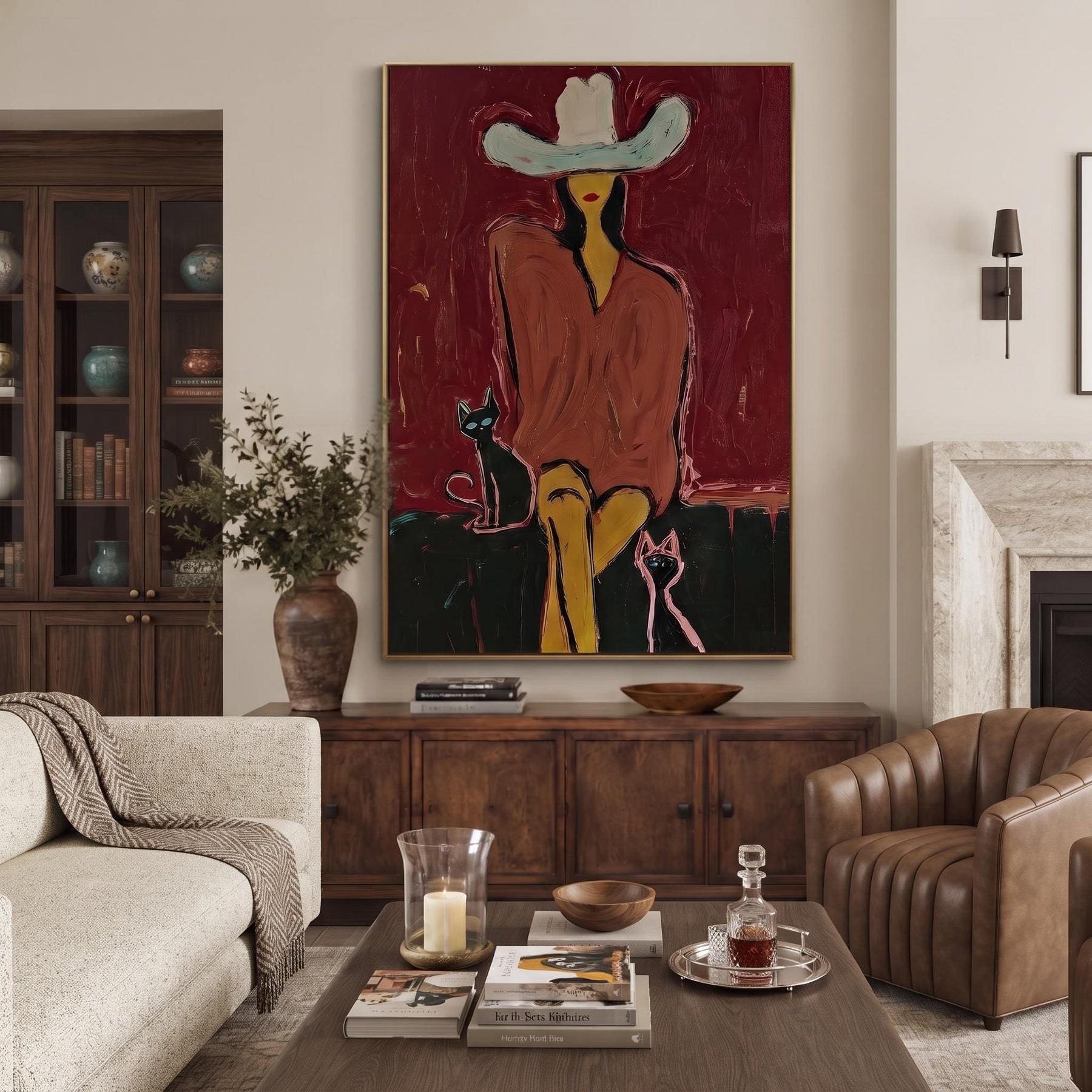 Western Woman and Cat