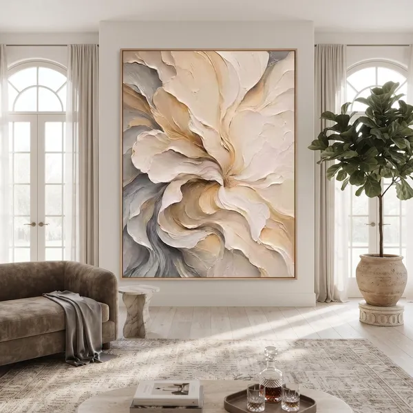 Abstract neutral oil painting