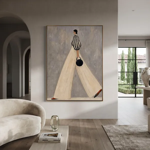 Stylish Lady with Handbag Contemporary Luxe Wall Art