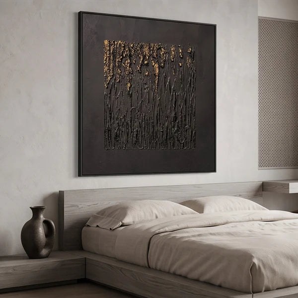 Black Gold Textured Abstract Wall Art – 2