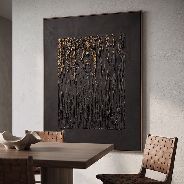 Black Gold Textured Abstract Wall Art – 3