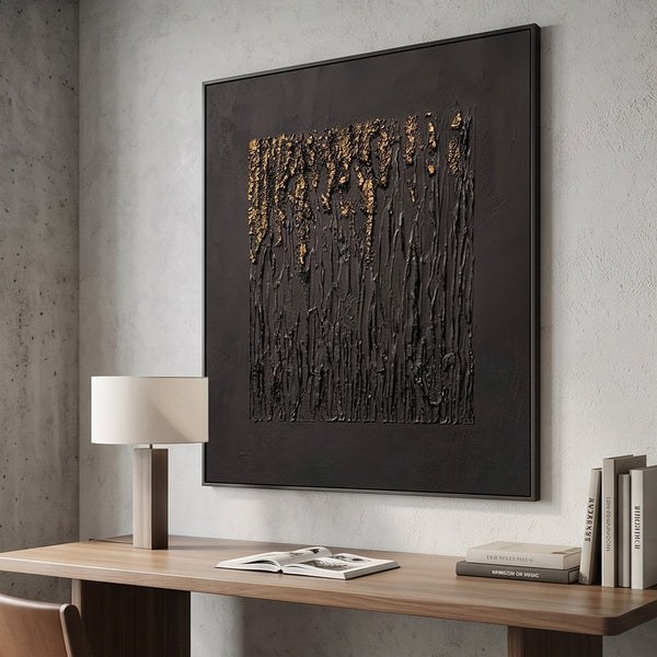 Black Gold Textured Abstract Wall Art – 4