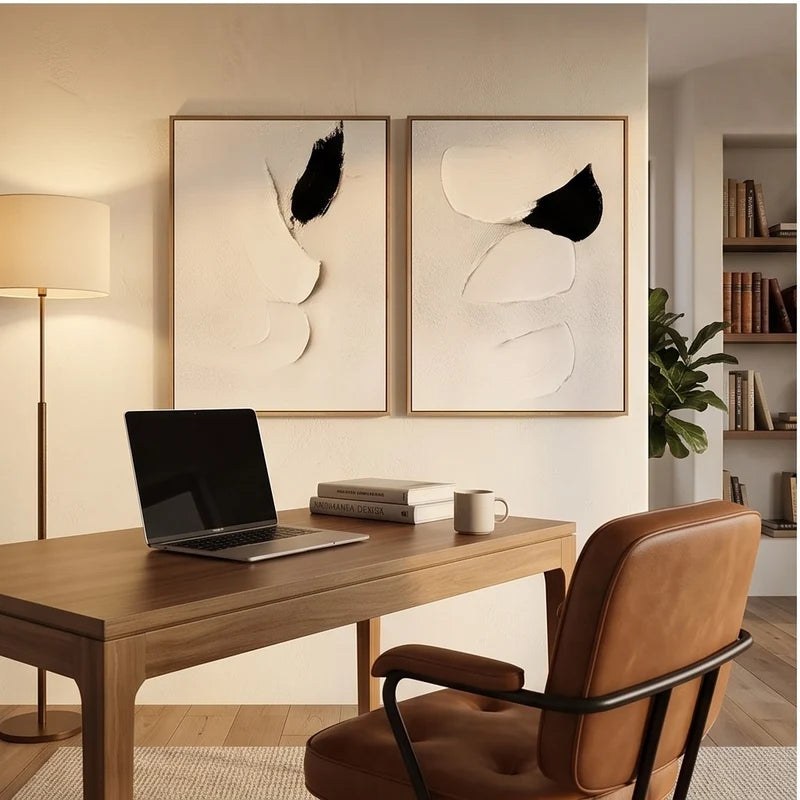Black & White Sculptural Diptych Wall Art