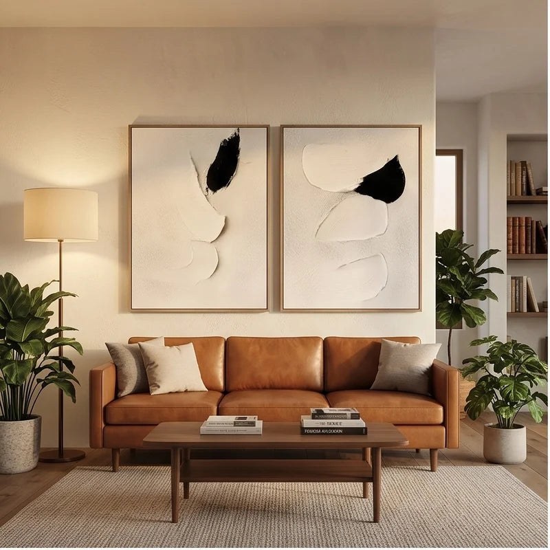 Black & White Sculptural Diptych Wall Art – 2