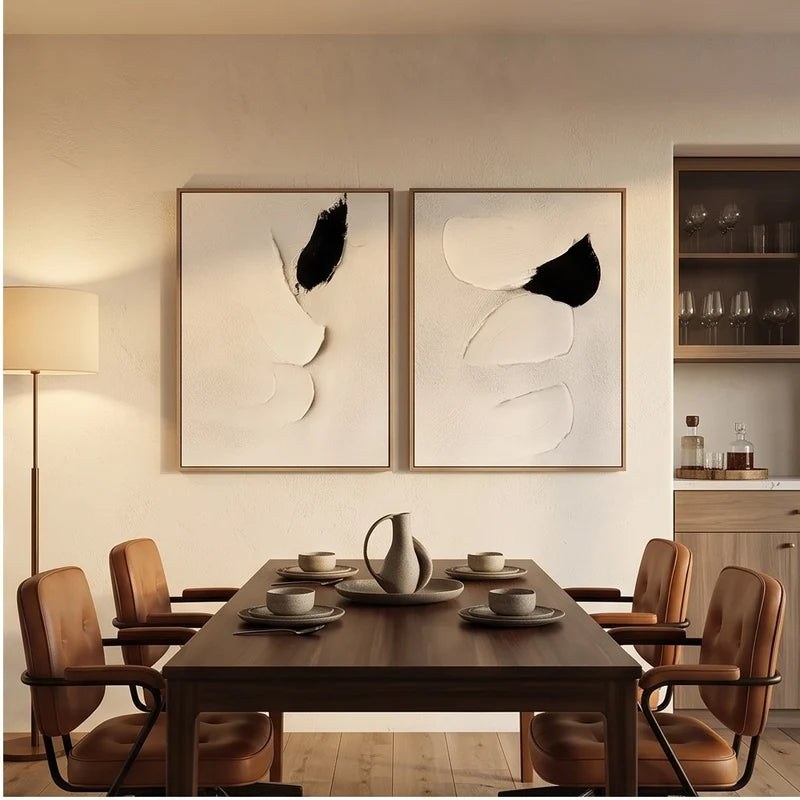Black & White Sculptural Diptych Wall Art – 4