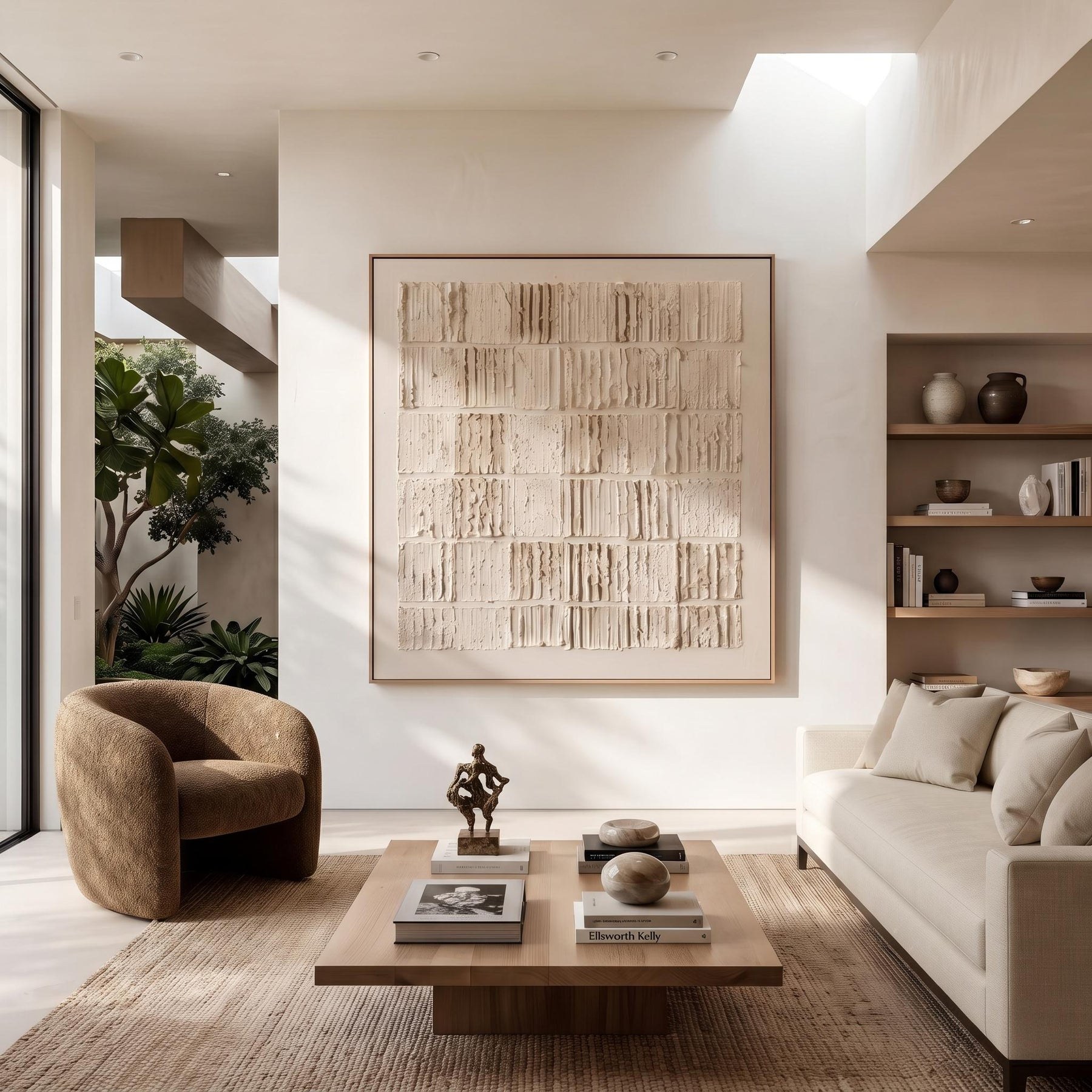 Cream Block Relief Abstract Wall Art – 3