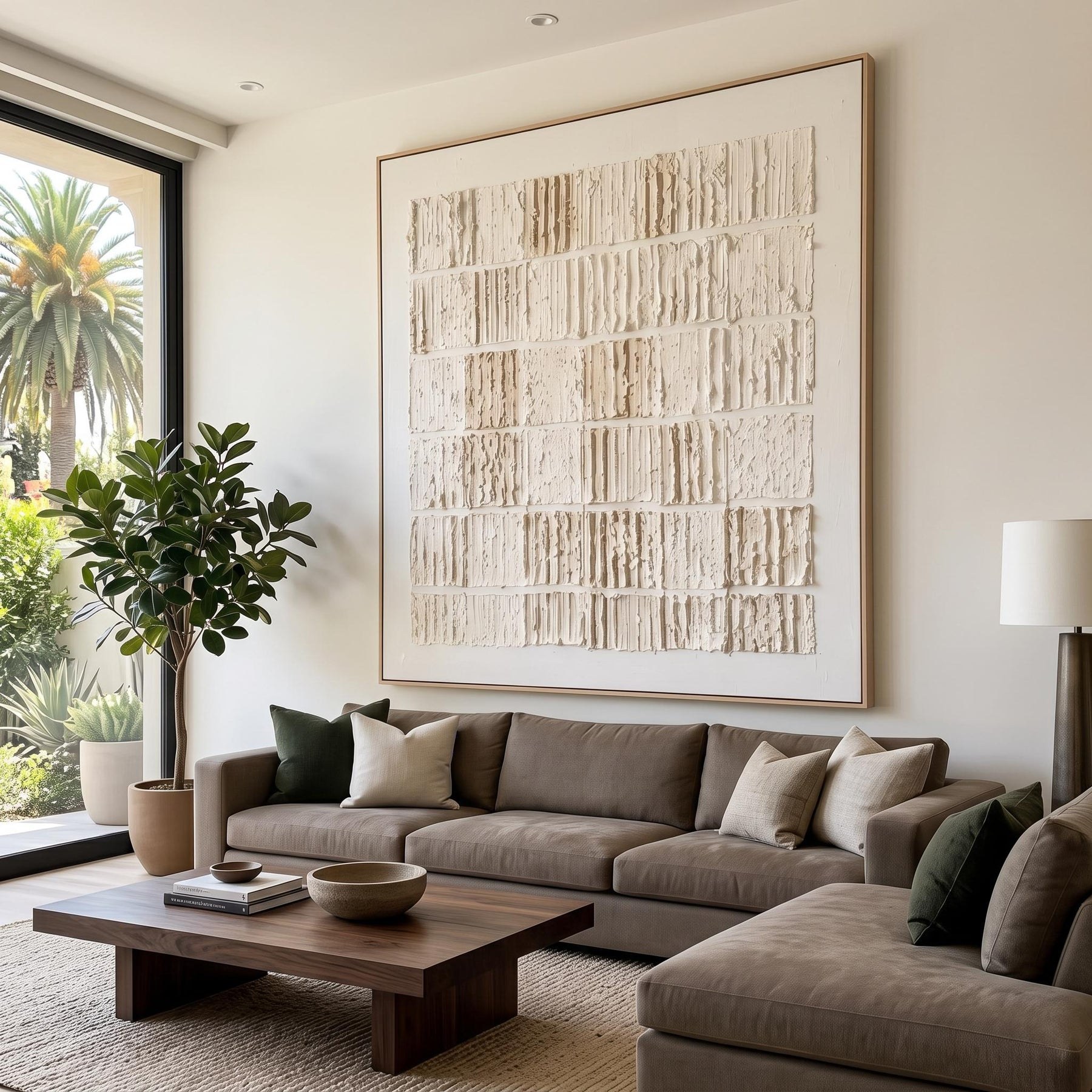 Cream Block Relief Abstract Wall Art – 4