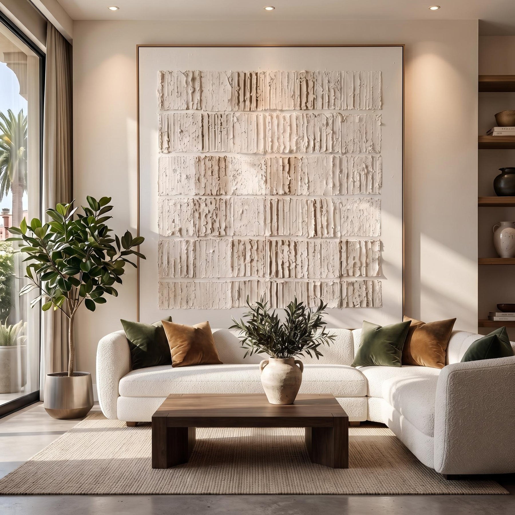 Cream Block Relief Abstract Wall Art – 5