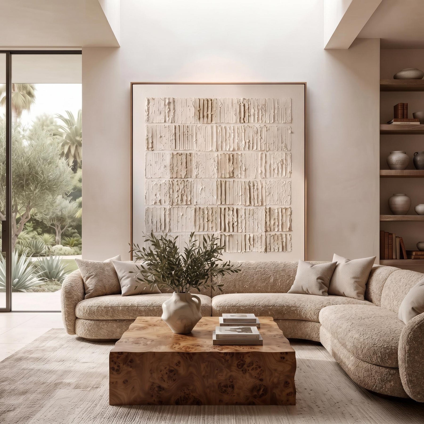 Cream Block Relief Abstract Wall Art – 8