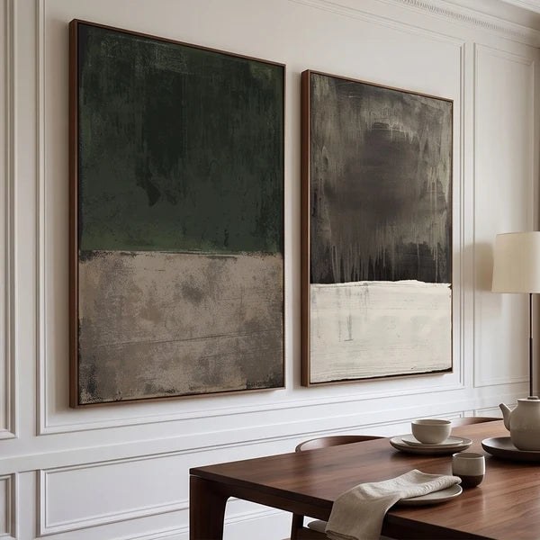 Dark Neutral Abstract Diptych Wall Art – 2