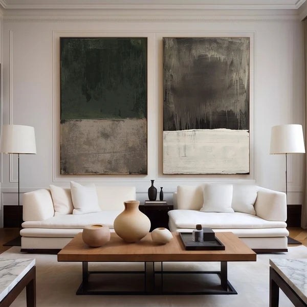 Dark Neutral Abstract Diptych Wall Art – 3