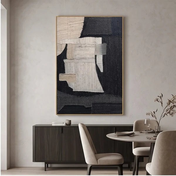 Textured Black & Neutral Abstract Wall Art – 2