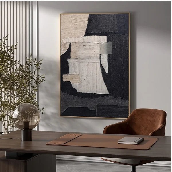 Textured Black & Neutral Abstract Wall Art – 3
