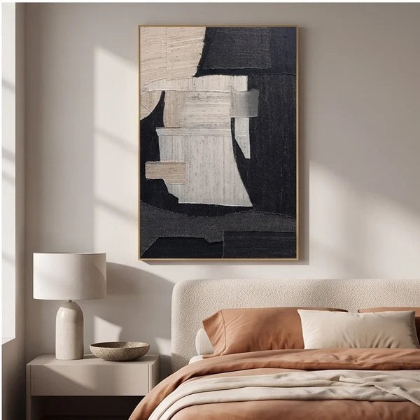 Textured Black & Neutral Abstract Wall Art – 4