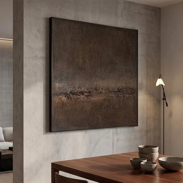 Textured Brown Abstract Landscape Wall Art