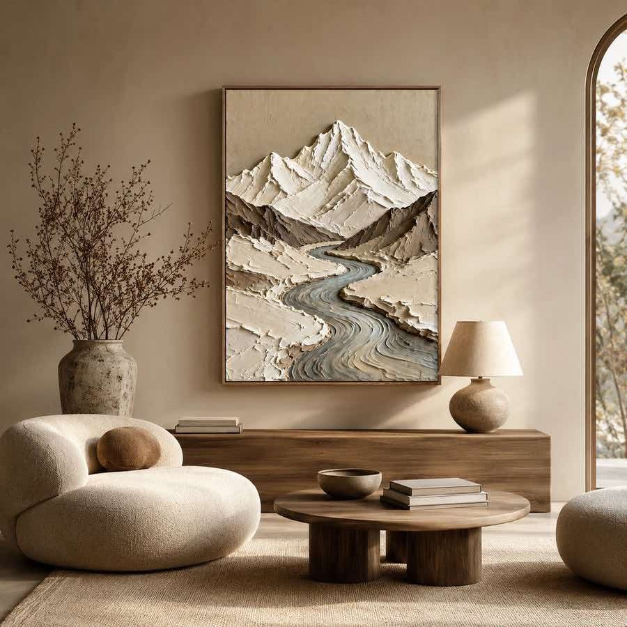 Thick Impasto Mountain Valley Canvas Print